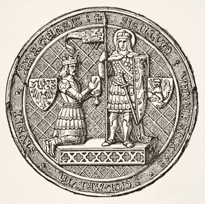 Seal of the University of Prague, from Science and Literature in The Middle Ages by Paul Lacroix pub. London 1878 by French School