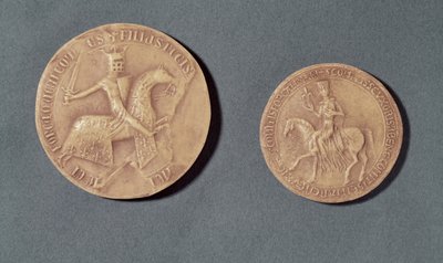 Seals of Charles I (1226-85) of Anjou and Beatrice (d.1267) of Provence by French School