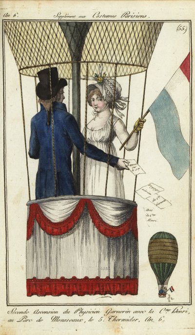 Second balloon ascent of Dr. Andre-Jacques Garnerin, 8 July 1798 by French School