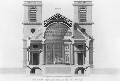 Second transverse cross-section of the church Saint-Philippe-du-Roule, Paris by French School