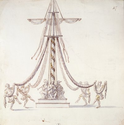 Set design for a ballet with sailors dancing around a mast, from a collection entitled Les Menus Plaisirs du Roi by French School