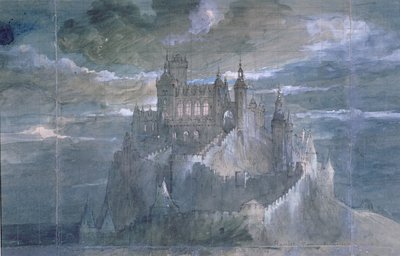 Set design for a production of Hamlet (Act One) at the Comedie Francaise, 1884 by French School