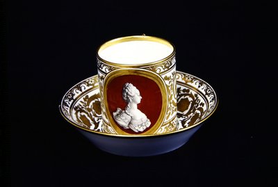 Sevres cup and saucer with an effigy of Marie-Antoinette by French School