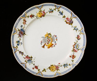 Sevres plate decorated with sheet music, 1764 by French School
