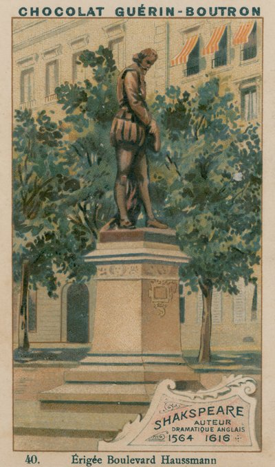 Shakespeare, English Dramatist, 1564-1616, Erected Boulevard Haussmann by French School