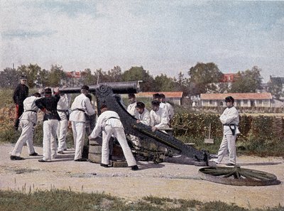 Shoot a 95 cannon from a lookout for seats and square - in Military Album - foot artillery by French School