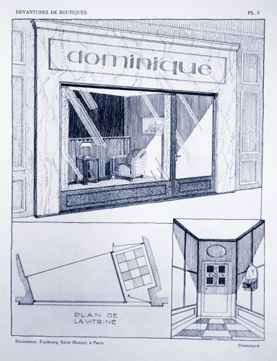 Shop Front, Plate 2, illustration from Devantures de Boutiques by Louis-Pierre Sezille, Paris by French School