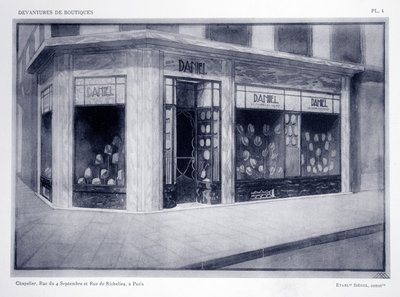 Shop Front, Plate 4, illustration from Devantures de Boutiques by Louis-Pierre Sezille, Paris by French School