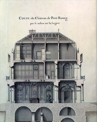Sideways section through the centre of the Chateau de Petit-Bourg, showing the salon by French School