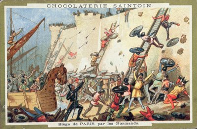 Siege of Paris by the Normans in the 9th century, advertising for Chocolaterie Saintoin by French School