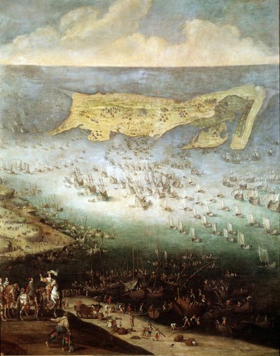 Siege of the Citadel of Saint Martin on Ile de Re, in 1627 by French School