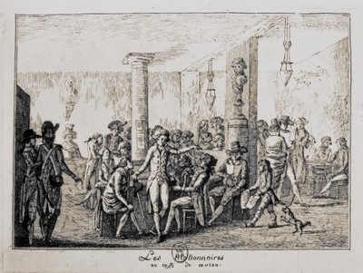 Sieyes and Les Nationnaires at the cafe du caveau in Paris, August 1789 by French School