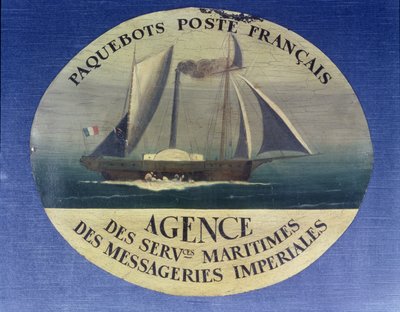 Sign for the mail boat service run by the Agence des Services Maritimes des Messageries Imperiales by French School