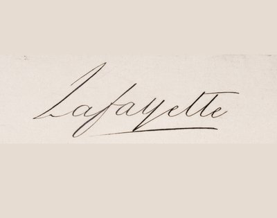 Signature of Marie-Joseph-Paul-Yves-Roch-Gilbert du Motier, Marquis de Lafayette by French School