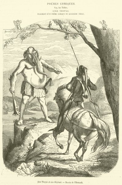 Sir Thopas and Sir Oliphant (engraving) by French School