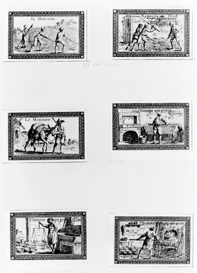Six Vignettes Depicting Bread Making by French School
