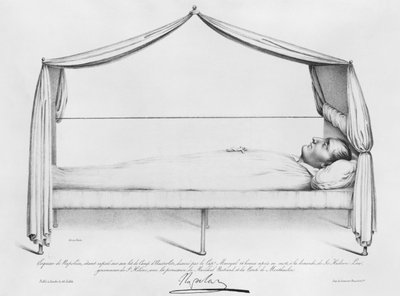 Sketch of Napoleon I on his Deathbed drawn at St. Helena by Capitaine Marryal, engraved by Bordes by French School