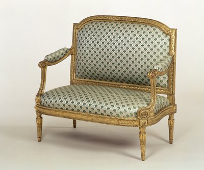 Small Louis XVI Settee Stamped by J.P. Boulard by French School