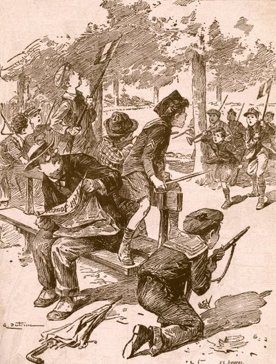 Small Boys Playing War Games in France During World War One by French School