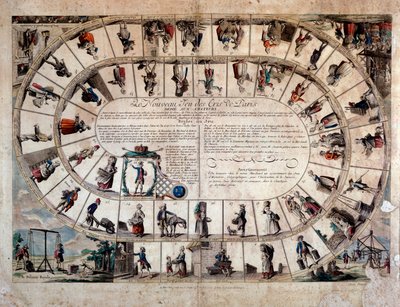 Game board of the goose of the cries of Paris by French School