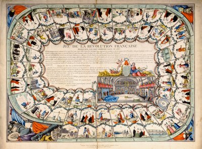 Snakes and ladders board based on the French Revolution, 1791 by French School