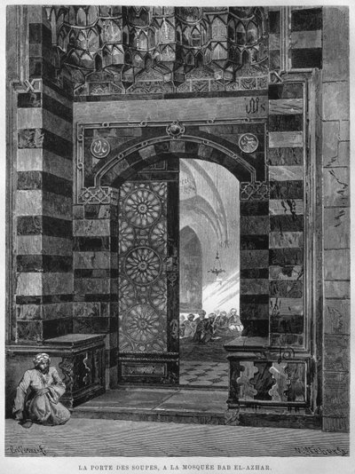 Soups gate, mosque Al Azhar, Cairo, from LEgypte, by Georg Moritz Ebers, 1881 by French School