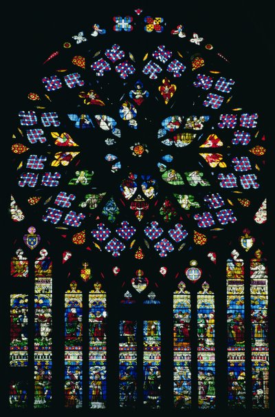 South transept rose window depicting the Last Judgement by French School