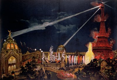 Souvenir of Illuminations in Paris to commemorate the 1st Centenary of the French Revolution during the 1889 Exposition Universelle by French School