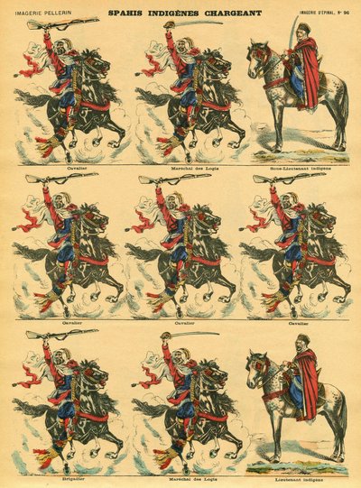 Spahis Indigenes Loading, During the Conquest of Algeria by France. Epinal Imaging by French School