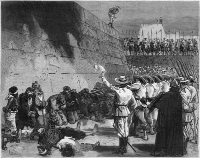 Spanish-American War or Cuban War of Independence (1868-1898) between Spain and North America: The Spanish army executed the prisoners of the American ship 