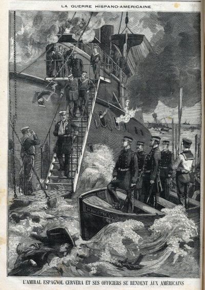 Spanish Admiral Cervera and his officers surrendered to the Americans by French School