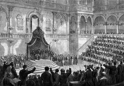 Speech by the King of Italy Victor Emmanuel II (Vittorio Emanuele) (Victor-Emmanuel) (1820-1878) at the opening of the session of the Italian states in the parliament of Turin by French School