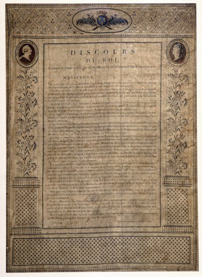 Speech of the King for the Opening of the Estates General, May 5 by French School