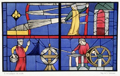 Spinning Workshop, Facsimile of Stained Glass Windows from the Cathedral of Amiens from 