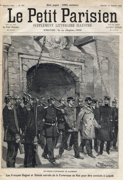 Spy Trial in Germany: The French Daguet and Dubois Taken from Kiel Fortress to Leipzig. One of the Newspaper Le Petit Parisien on 10/12/1893 (engraving) by French School