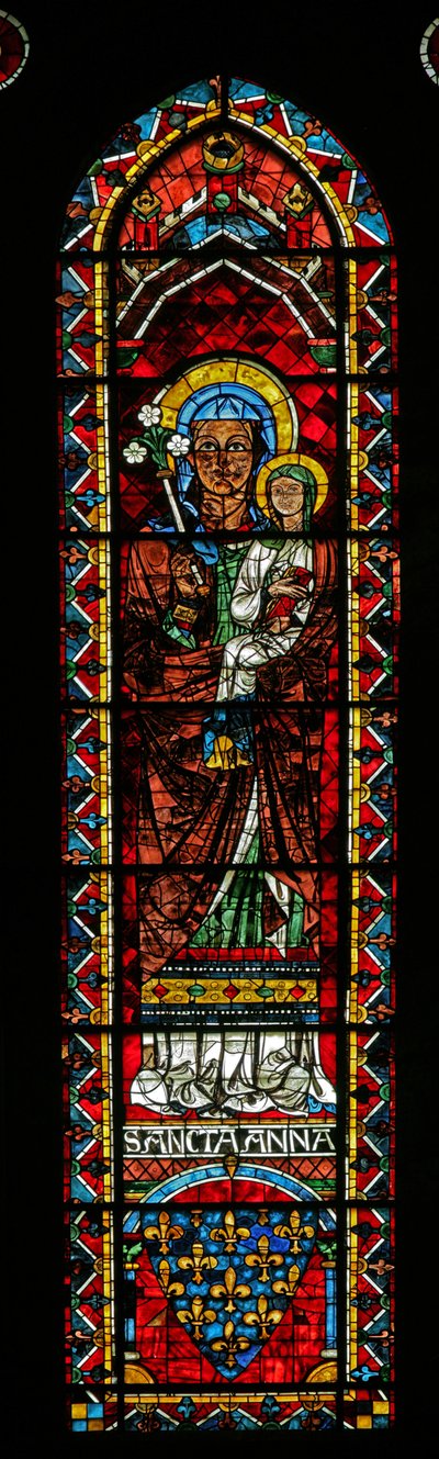 St Anne with the Virgin; Arms of France by French School