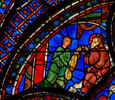 St Anthony gives his cloak to a disciple by French School