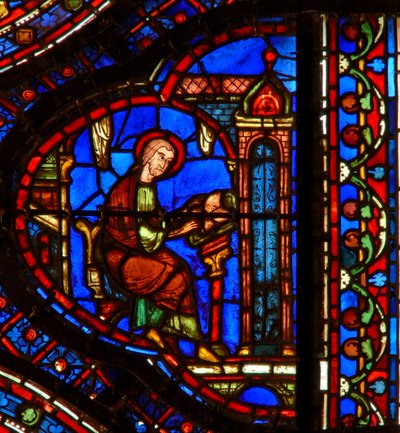 St Anthony reading in his cell by French School