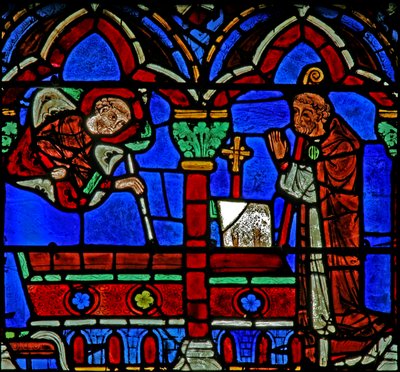 St Cheron Window: Appears to an Abbot at His Tomb by French School