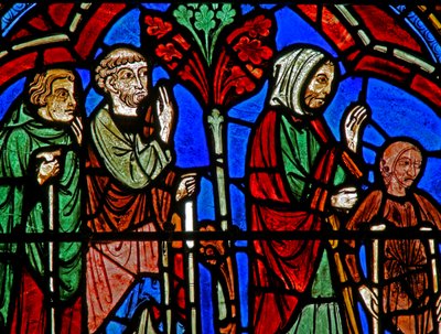 St Cheron Window: The Sick at His Tomb by French School