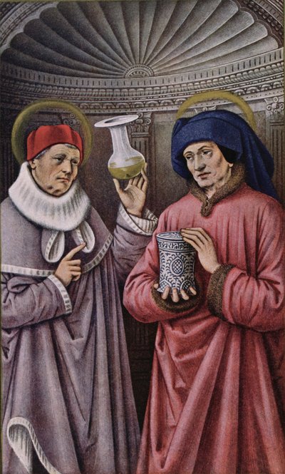 St. Cosmas and St. Damian, Patron Saints of Physicians and Apothecaries, copy from a Book of Hours of Anne of Brittany by French School