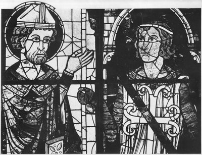 St. Denis giving the oriflamme to the knight Clement (marechal of Metz) (detail) by French School