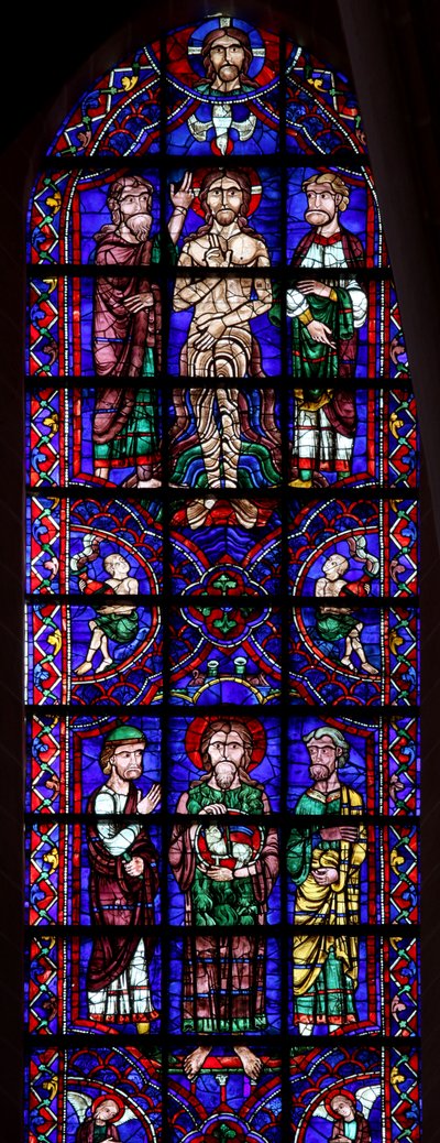 St John the Baptist with Agnus Dei; the Jordan Baptism by French School