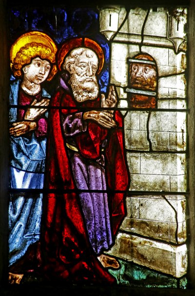 St John the Baptist in prison visited by St John and another Apostle by French School