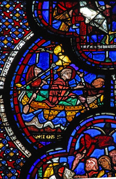 St John Window: Banished to Patmos & Writes the Apocalypse by French School