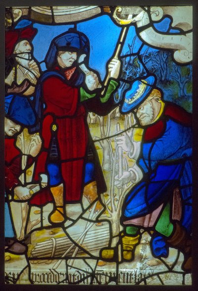 Stained Glass, the Prophets Carving the Vine (Theme of the Mystic Press around 1540) by French School