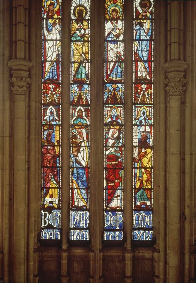 Stained Glass Window of Angels Wearing Crowns, Bishop Bernard d