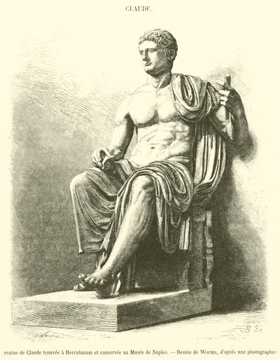 Statue of Claudius Found in Herculaneum and Preserved in the Naples Museum by French School