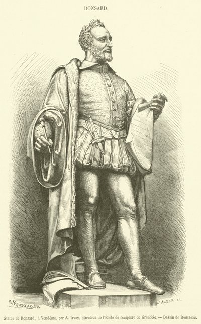 Statue of Ronsard, in Vendome (engraving) by French School