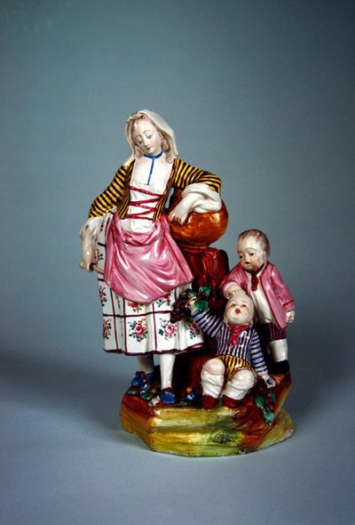 Statuette of a young woman with her two sons by French School